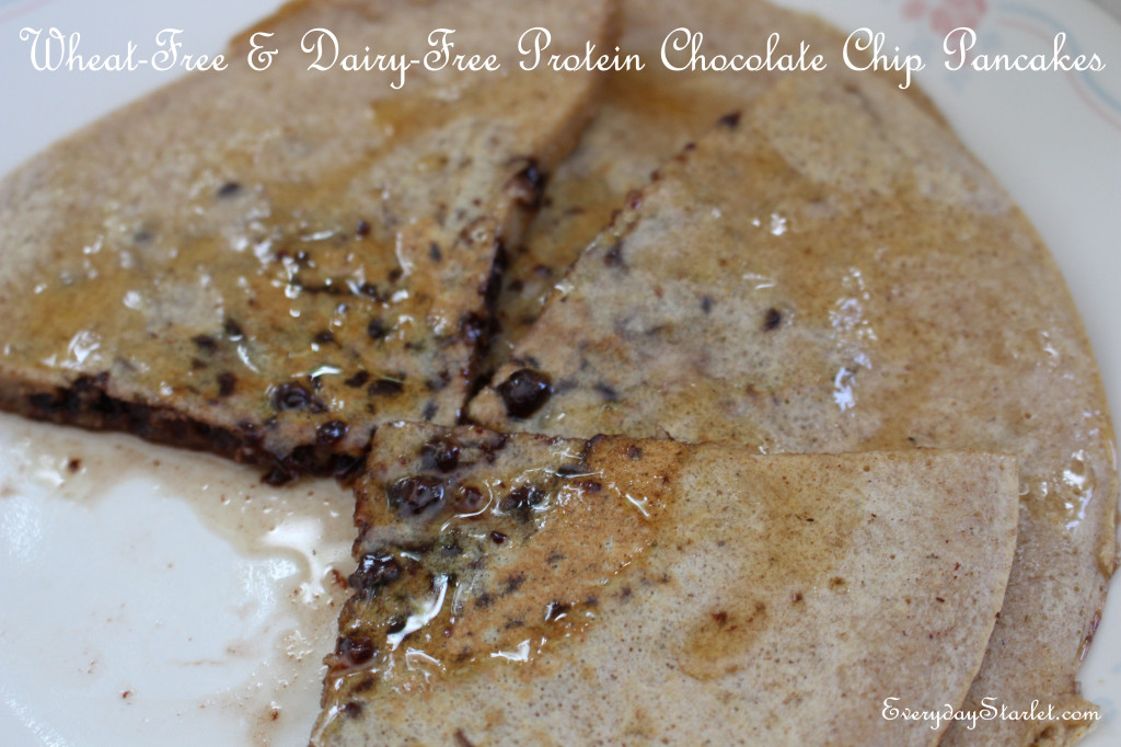 Wheat Free, Dairy Free, Protein Chocolate Chip Pancakes