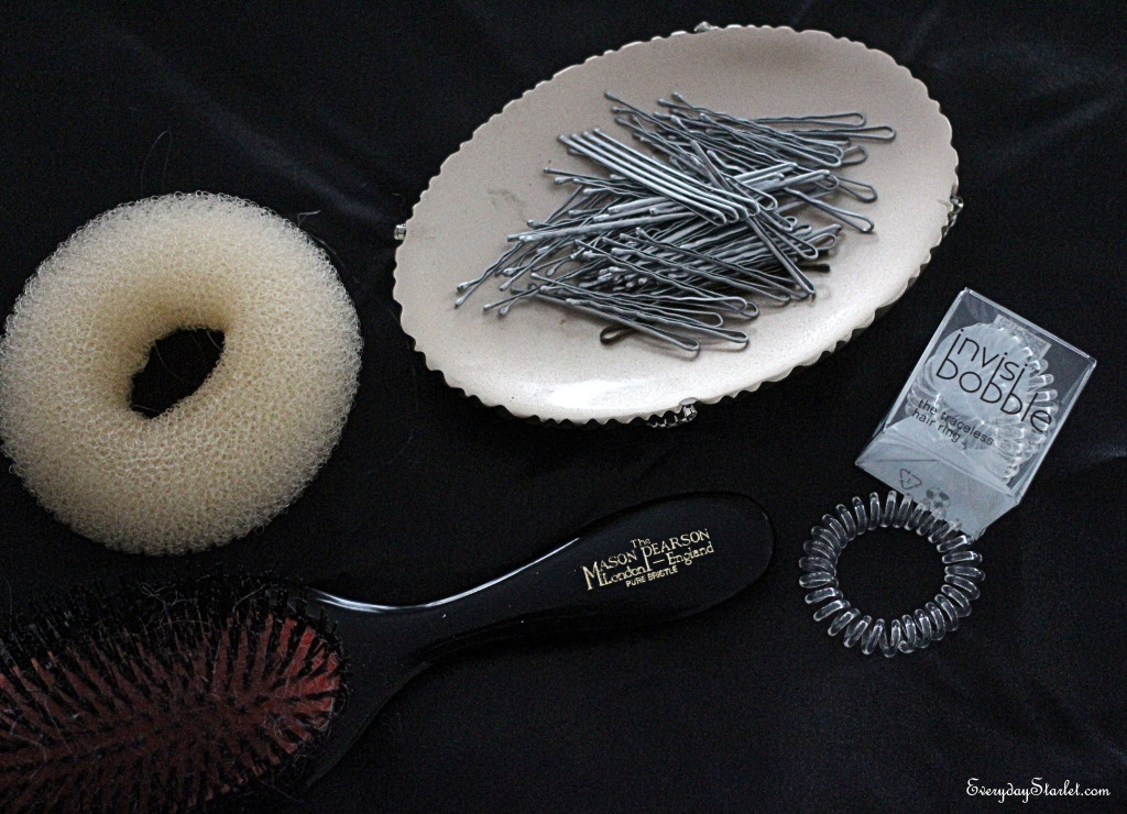 Quickest, Easiest, Chic Updo for Day or Night (and healthy for your hair)  tools, mason pearson brush, invisibobble