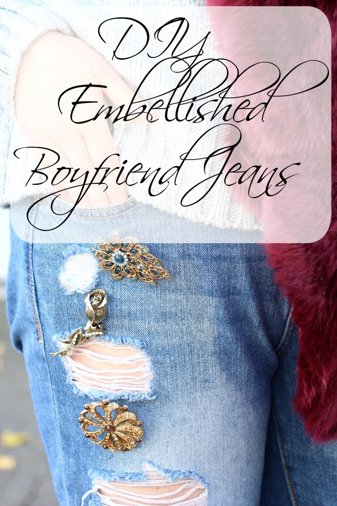 DIY Embellished Boyfriend Jeans... the Easiest DIY Ever! - EverydayStarlet.com @SarahBlodgett