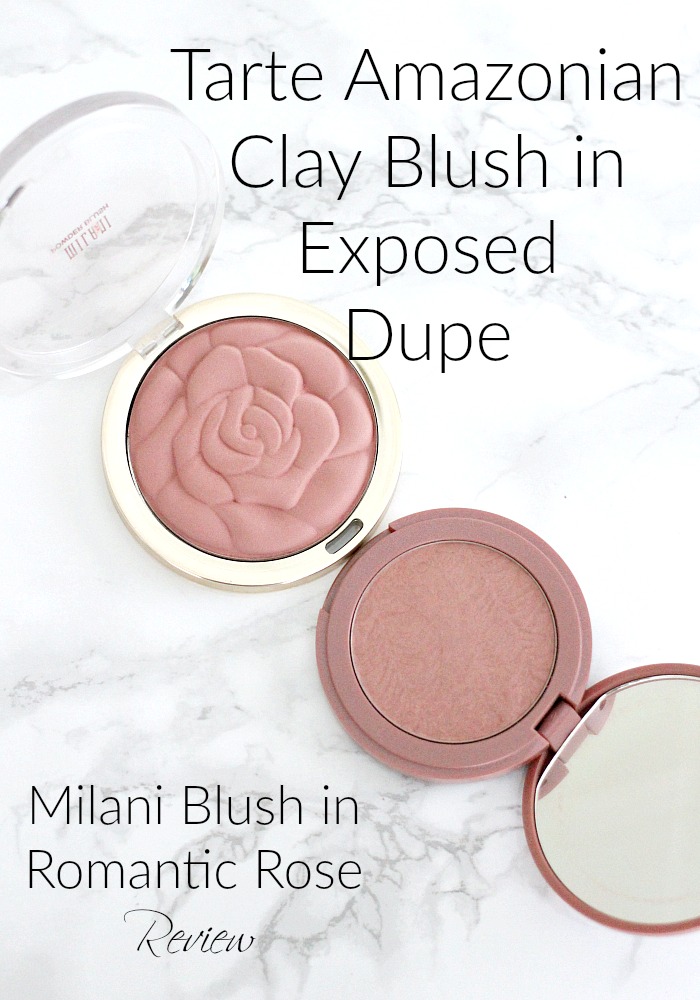 Drugstore Dupe, Tarte Amazonian Clay Blush in Exposed Dupe | Milani Blush in Romantic Rose Review