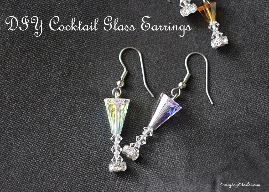 DIY Champagne Martini Cointreau Sidecar Cocktail Glass Earrings