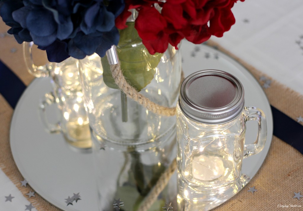DIY Rustic Glamour 4th of July Tabelscape, Michaels, fairy lights